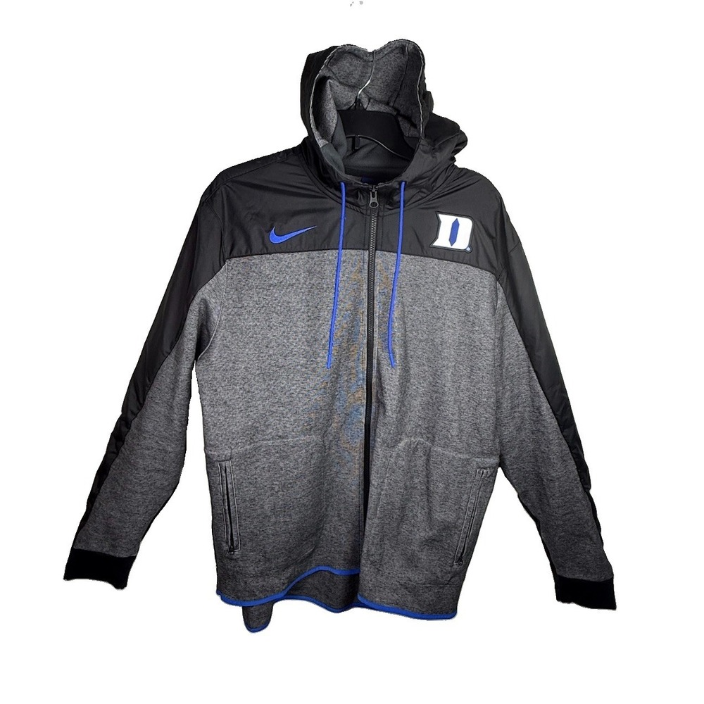 Nike Duke Blue Devils Full Zip Hooded Jacket Gray Black Men's XL NCAA